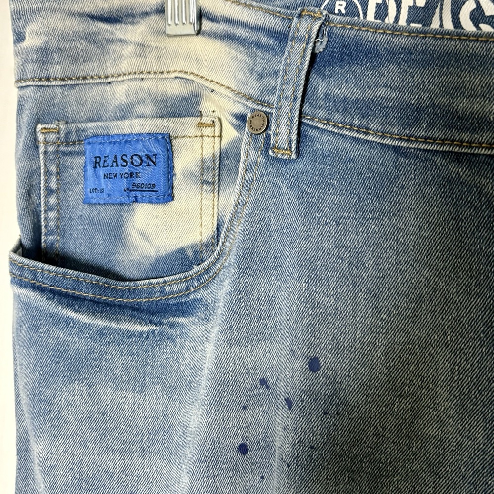 Reason Jeans Men's 38 X 33 Factory Distressed Artsy Straight Fit Tapered NWT L‎ - Picture 6 of 16
